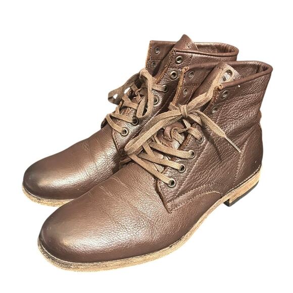 Frye Tyler Lace Up Combat Boot‎ Dark Brown Women’s Size 10 Combat Leather Shoes - Picture 1 of 8